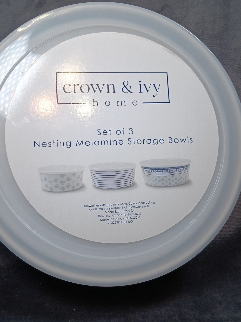 crown & ivy White Bowls with Blue Patterned Coastal Accents - Set of 3